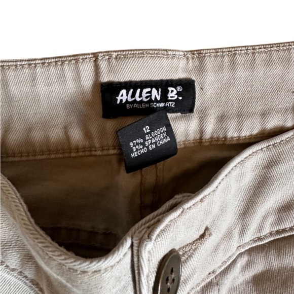🍁 BUNDLE ONLY - 5/$15  Allen B. Schwartz Tan Denim Bermuda Shorts, size 12 - Picture 3 of 3